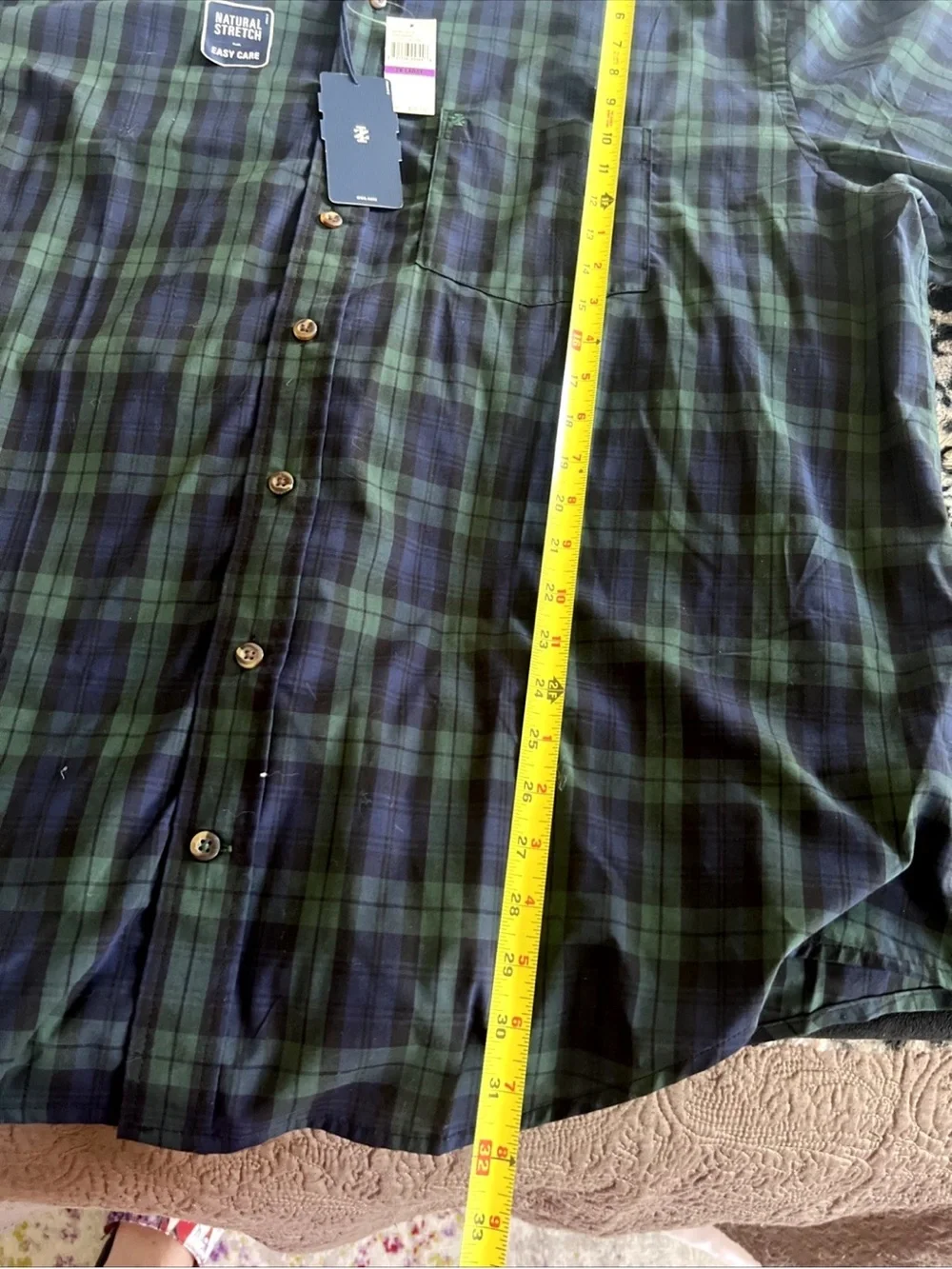 Izod Green & Navy Plaid Button-Down Shirt